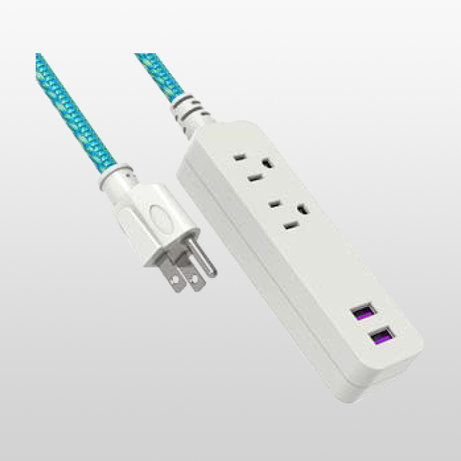 LA004A/LPU23+2U Cable de extensión de 3 conductores y 2 salidas 5-15P125V~ Con 2 USB