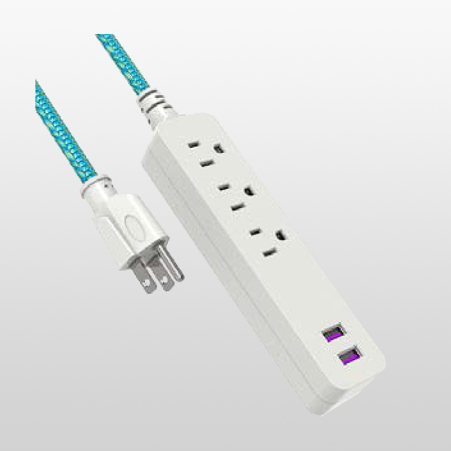 LA004A/LPU33+2U Cable de extensión de 3 conductores y 3 salidas 5-15P125V~ Con 2 USB