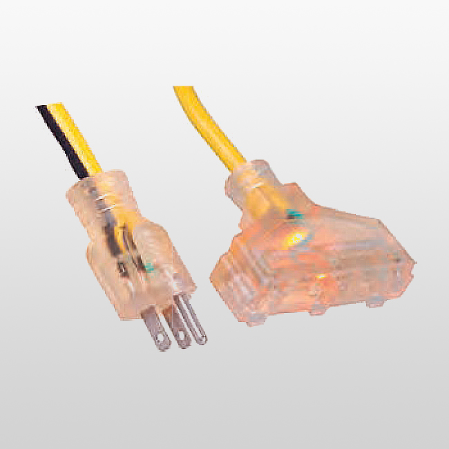 LA004I/LA052E LA088A Cables de extensión de 3 conductores y 3 salidas con luz 5-15P 15A 125V~