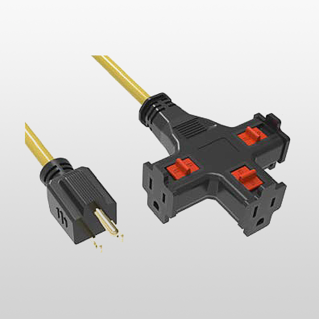 LA004K/LA520LC Juego de cables de 3 conductores y 3 tomacorrientes con bloqueo de conexión a tierra 5-15 125 V