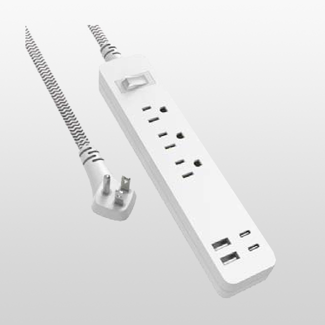 LA004RA/LPU33+2U2C Alargador de 3 conductores y 3 salidas 5-15P125V~ Con 2-USB-A.2-USB-c