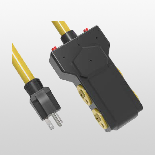 LA007E/LA052N Juego de cables de 3 conductores y 4 tomacorrientes con protector contra sobrecorriente 5-20