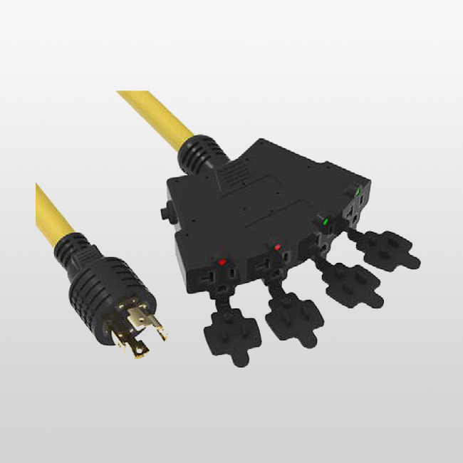 LA047B/LA052QC Juego de cables de 4 conductores y 4 tomacorrientes con protector contra sobrecorriente 5-20